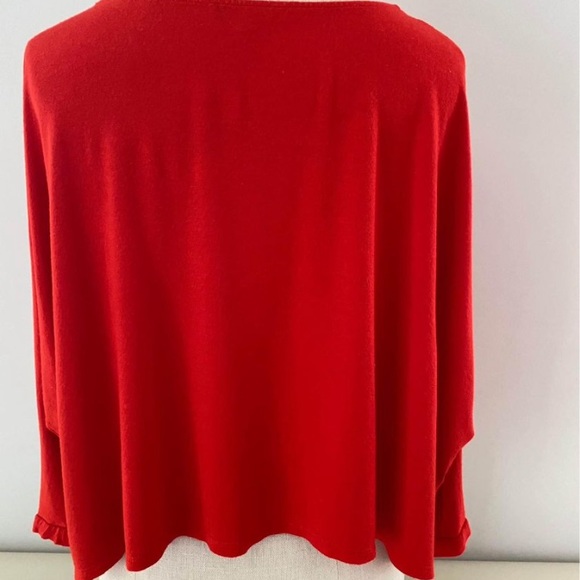 RW & Co. tomato red batwing sleeve jersey top. Sleeves 3/4 length 100% viscose S - Picture 4 of 10